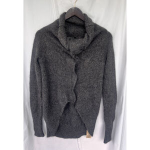 All Saints Ursula Escape Cardigan 4 Draped Cowl Collar Angora Smoke Marl Grunge